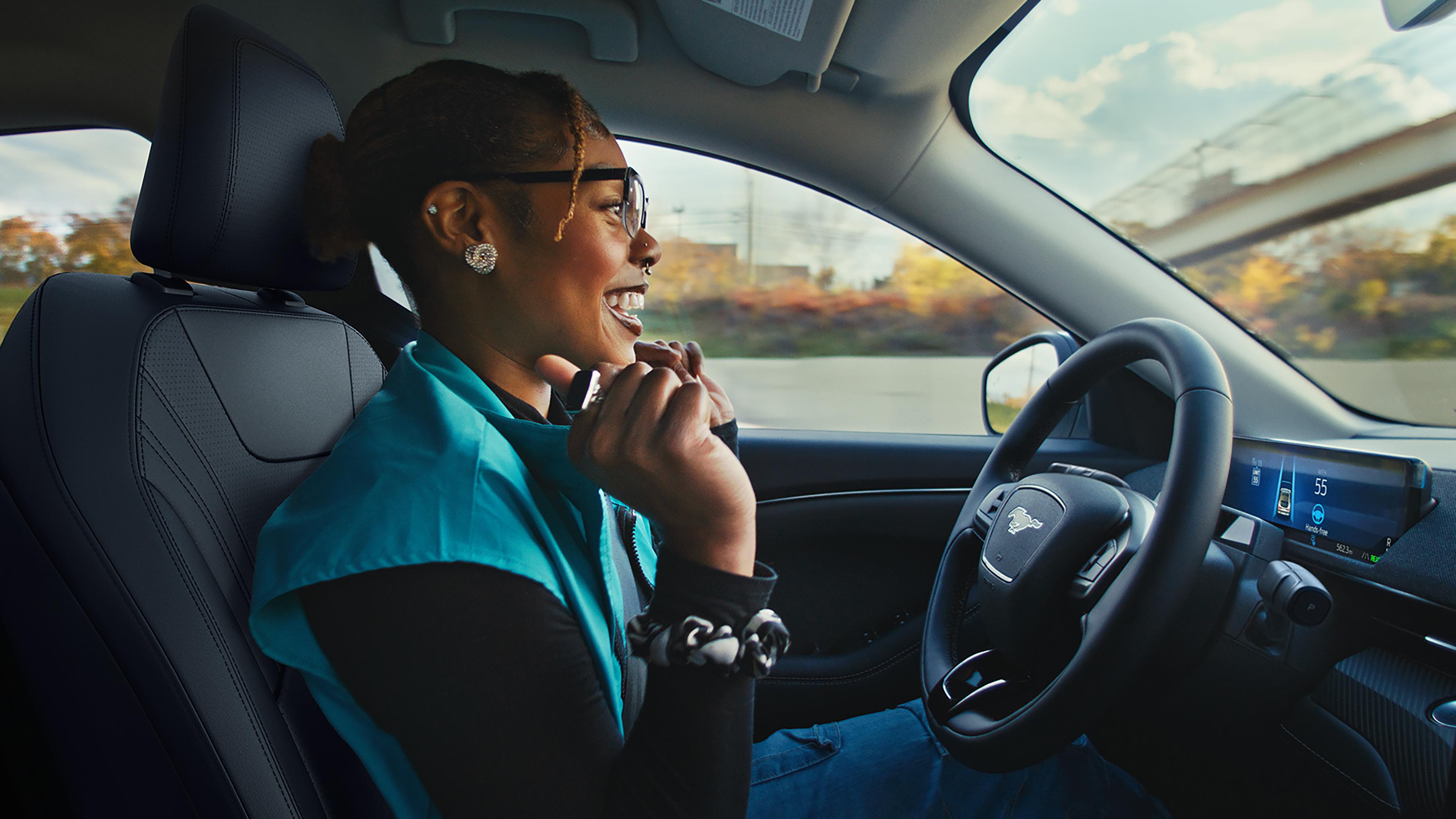 BlueCruise hands-free highway driving in a 2026 Ford Mustang Mach-E® SUV