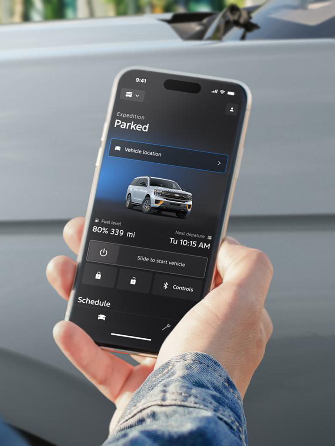 An owner checks the Ford app