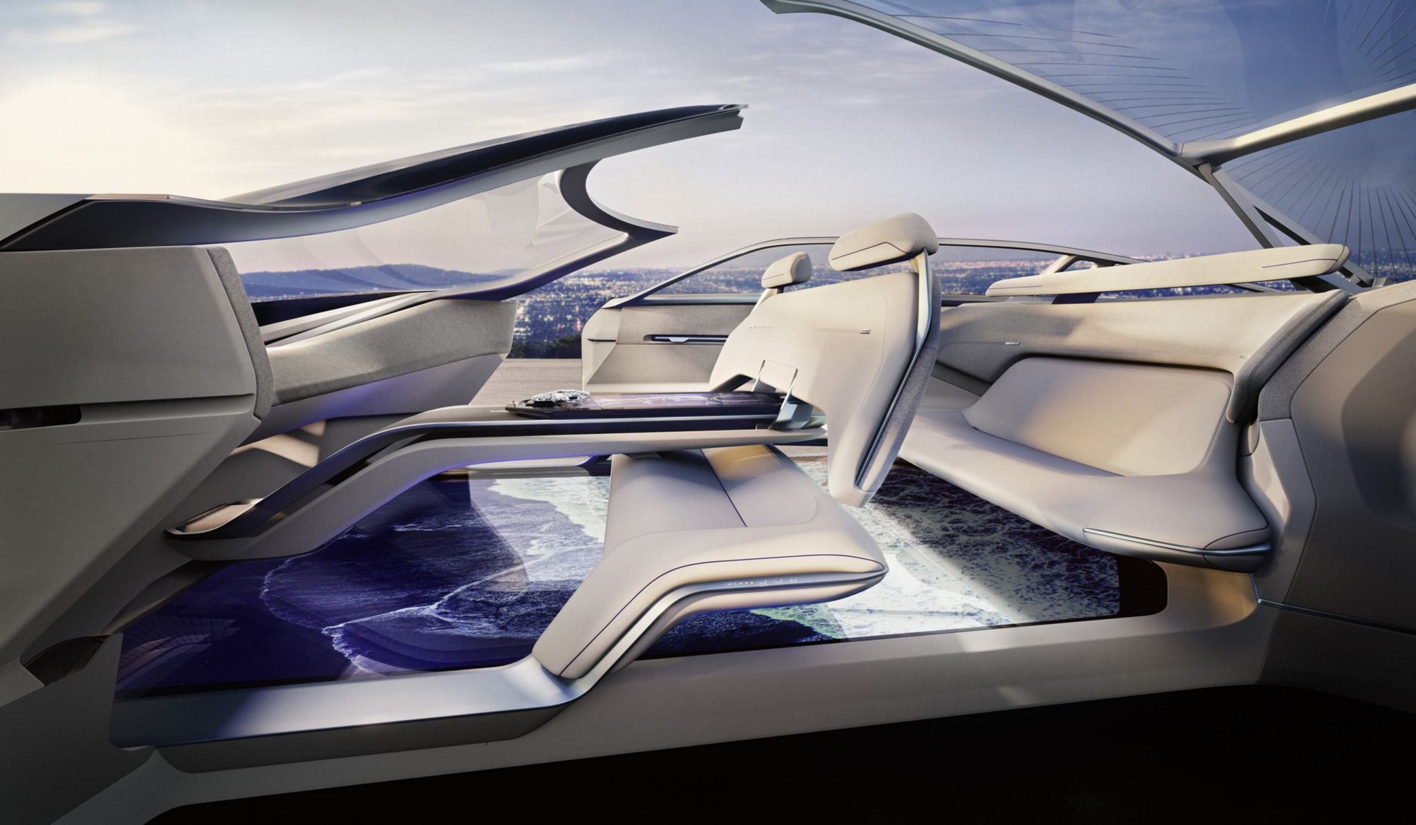 Interior image of the Lincoln Model L100 Concept vehicle shown here.