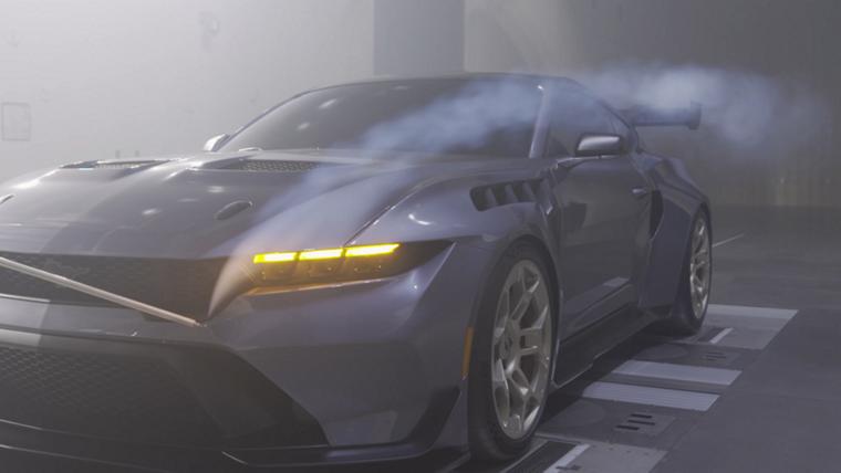 The 2026 Ford Mustang® GTD being tested in a wind tunnel