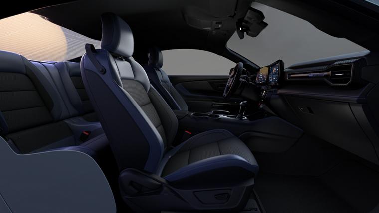 2026 Ford Mustang® interior showing the available Black Blue Dinamica® interior environment
