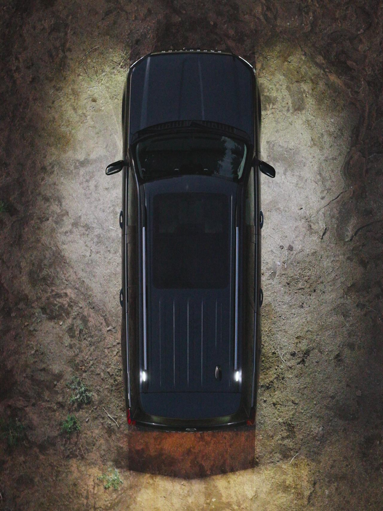 Overhead view of a 2027 Ford Expedition® SUV with available 360-degree Zone Lighting