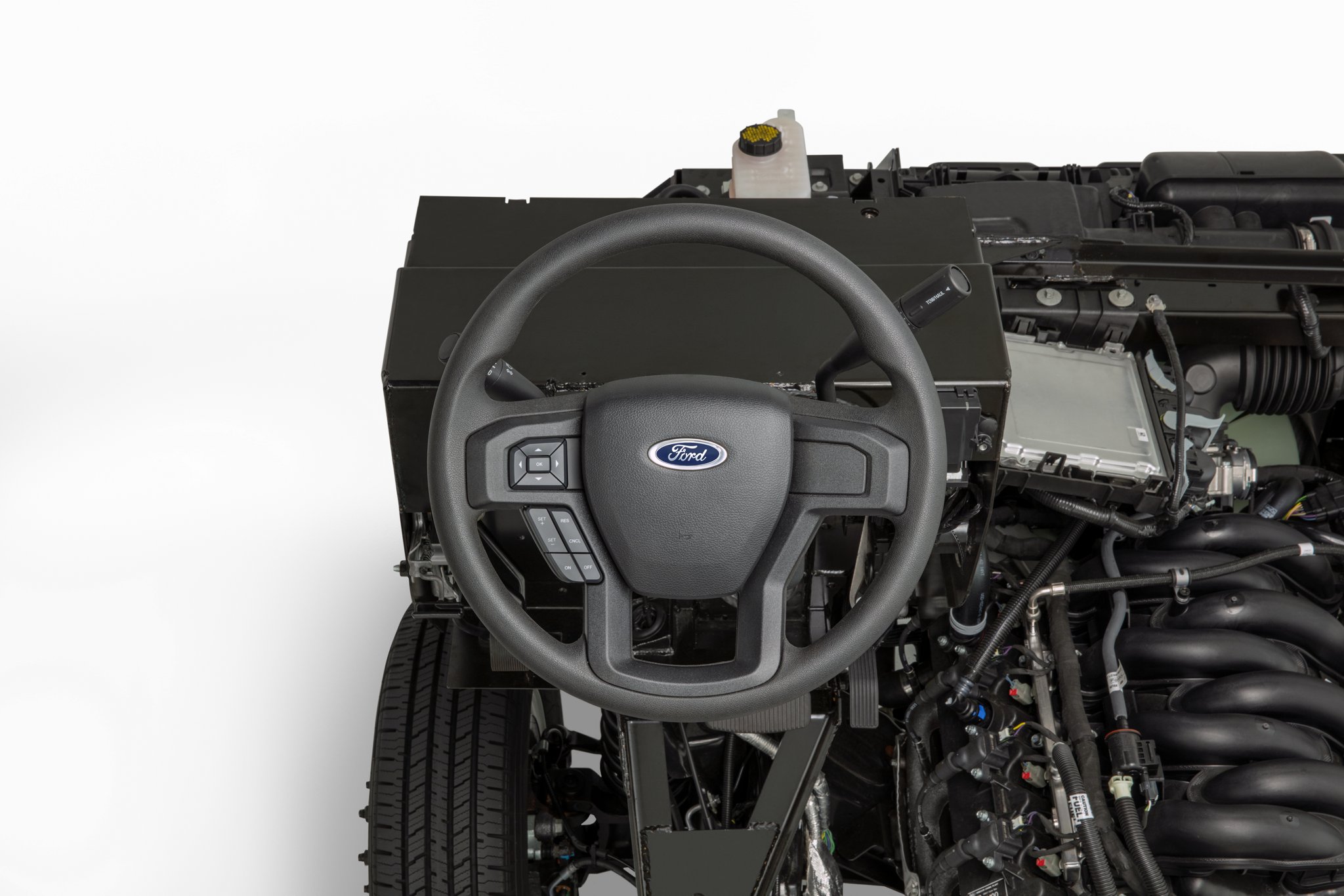 Close-up of the tilt/telescoping steering column