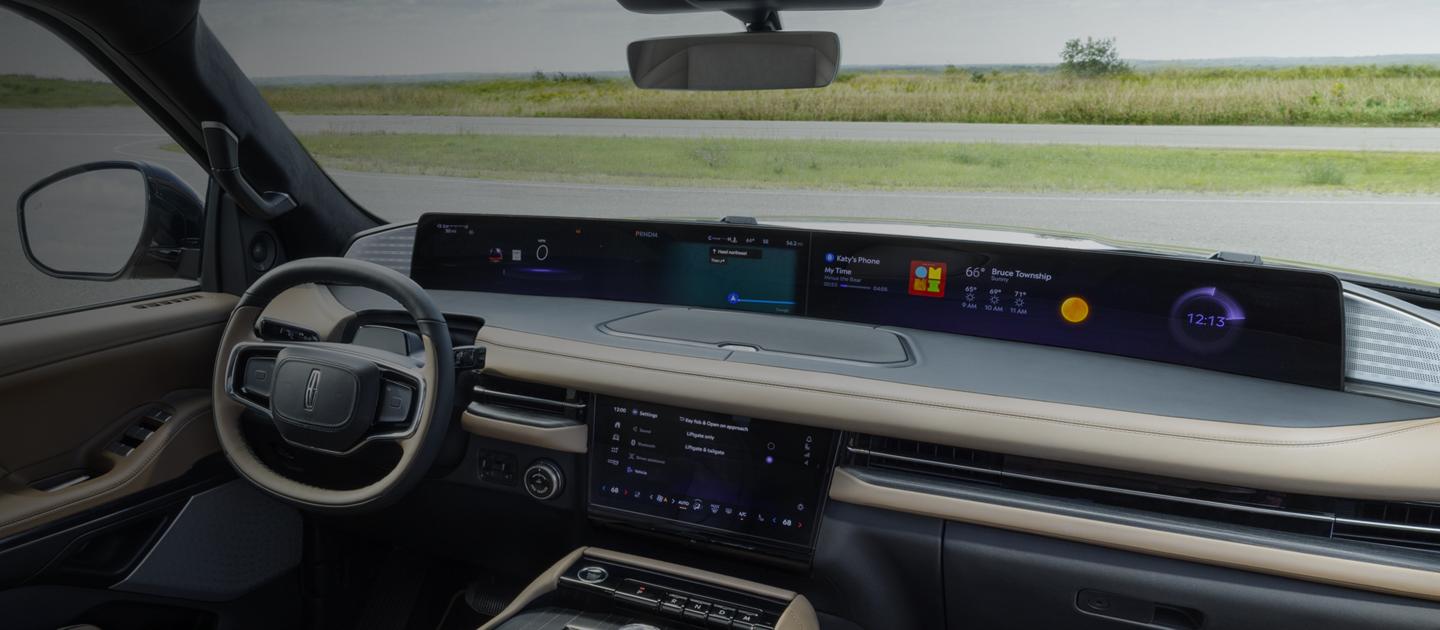 The interior of a 2025 Lincoln Black Label Navigator® SUV with the Enlighten theme