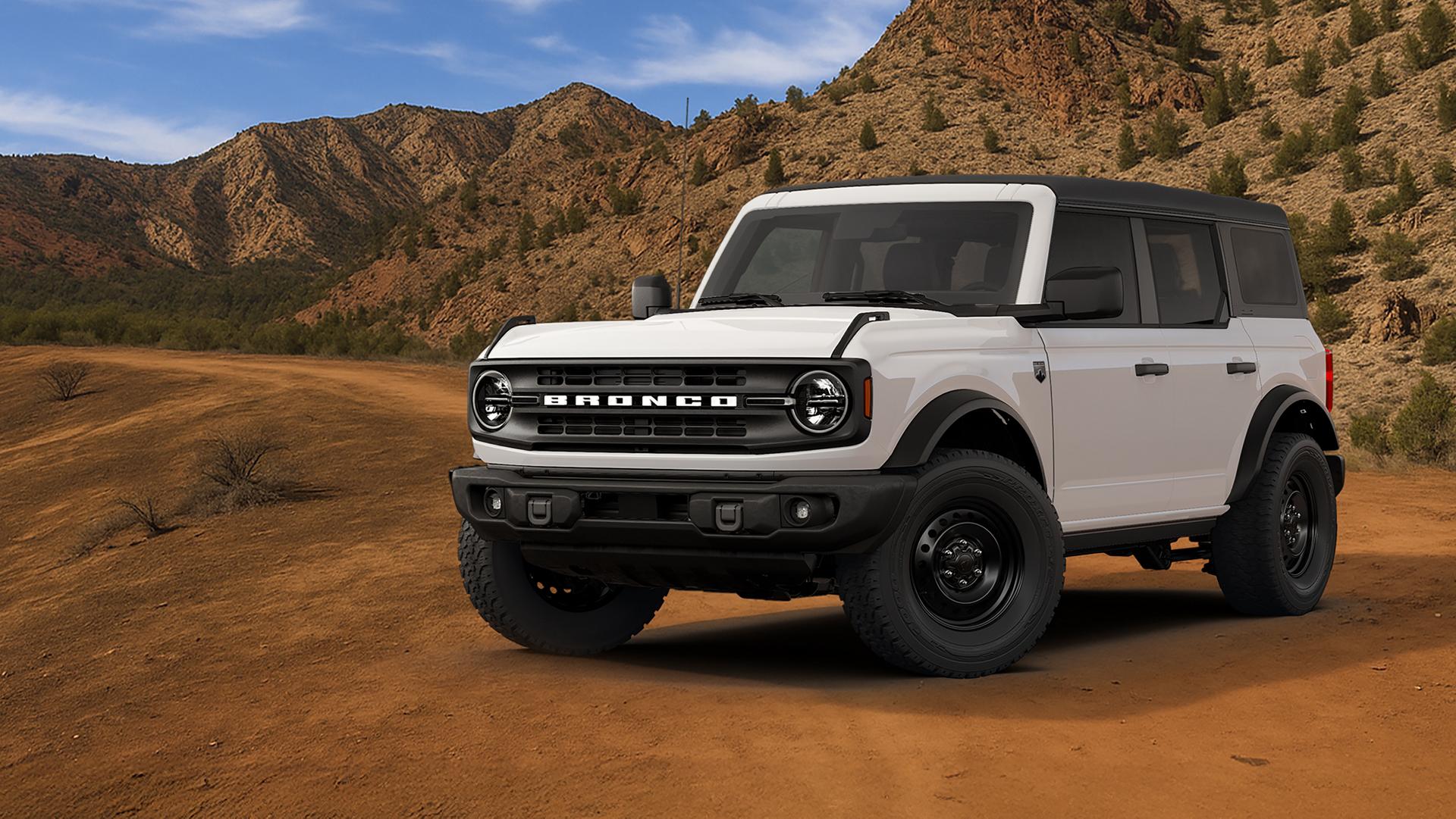 A 2026 Ford Bronco® Big Bend® SUV with the available Black Diamond™ package, parked on a desert flat