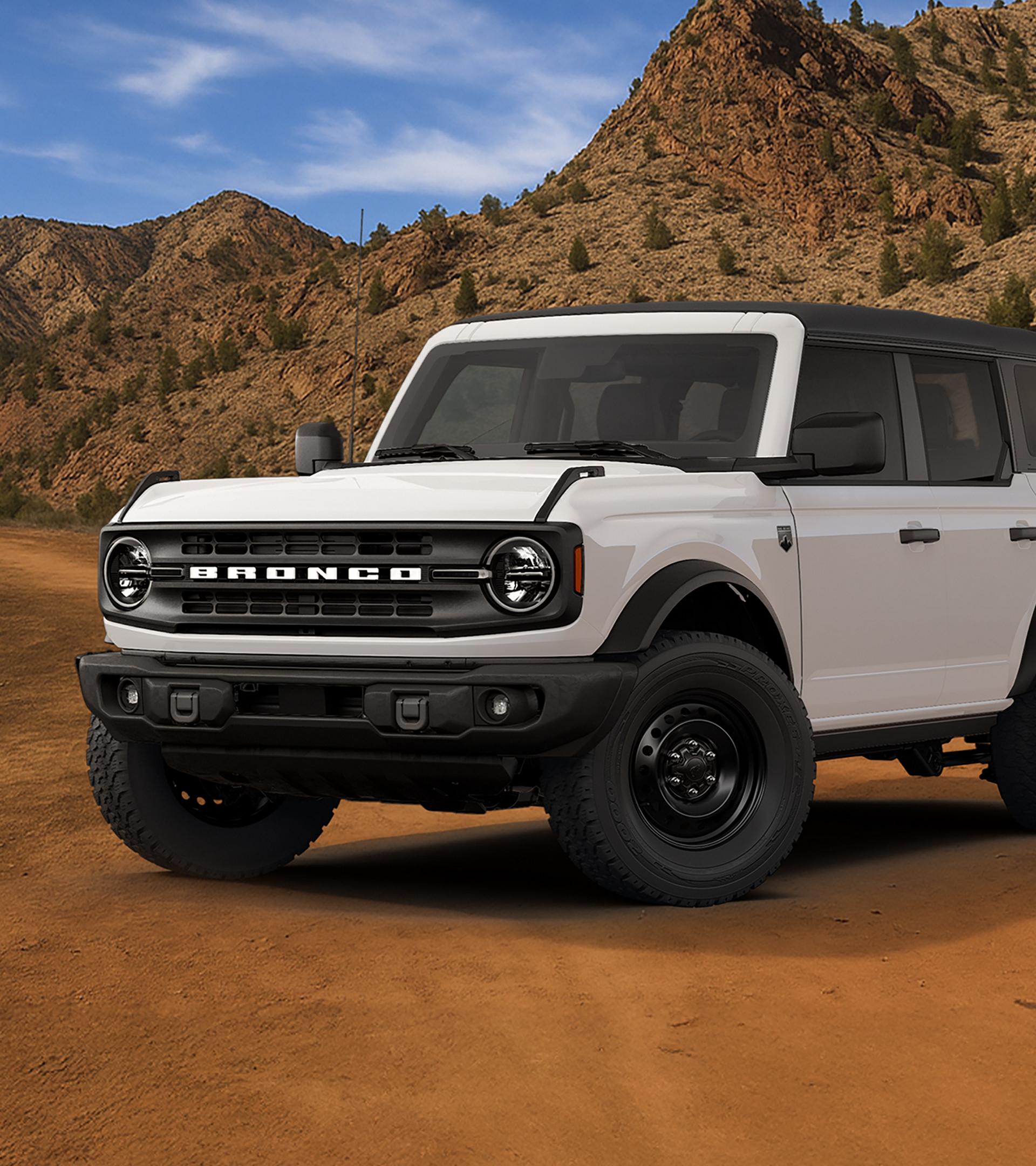 A 2026 Ford Bronco® Big Bend® SUV with the available Black Diamond™ package, parked on a desert flat
