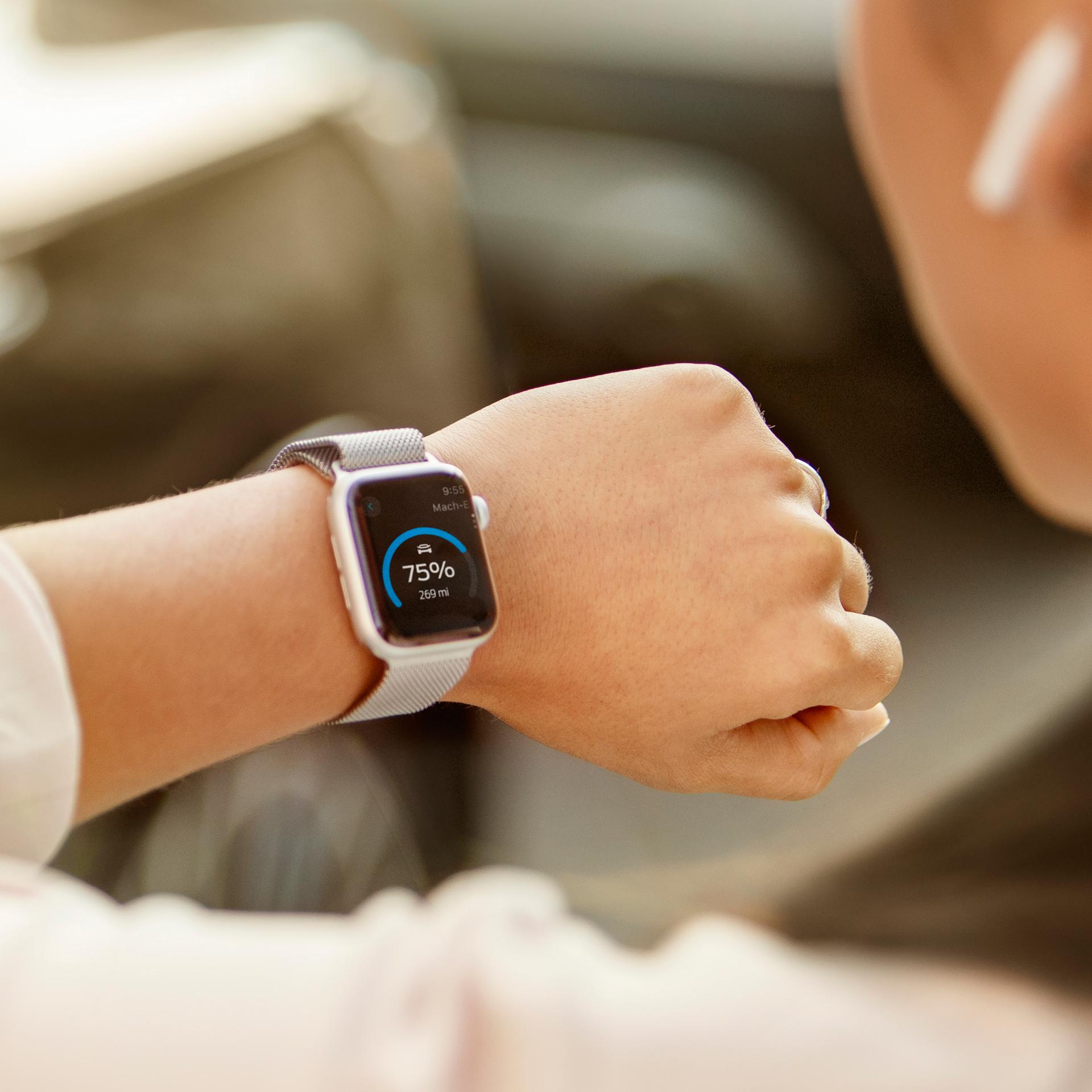 Close-up of a smart watch on someone's wrist