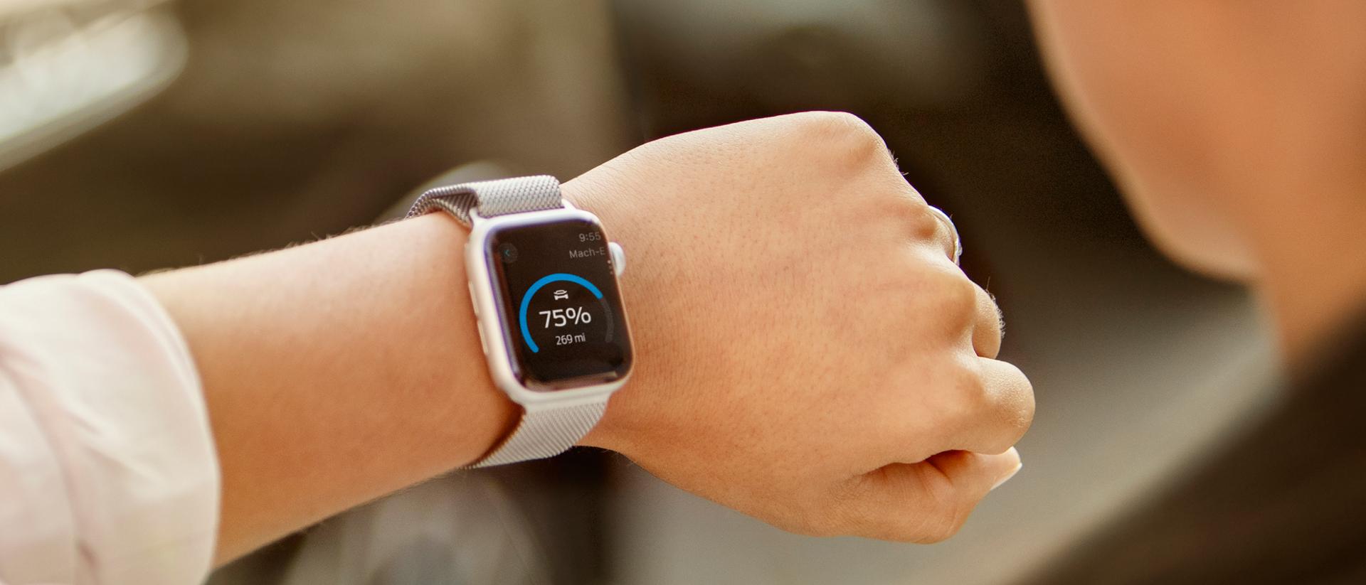 Close-up of a smart watch on someone's wrist
