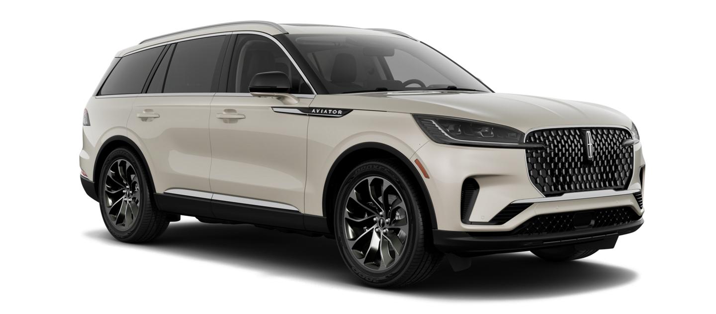 Un modèle Lincoln Aviator Ultra 2025 présenté avec un extérieur en couleur Blanc immaculé