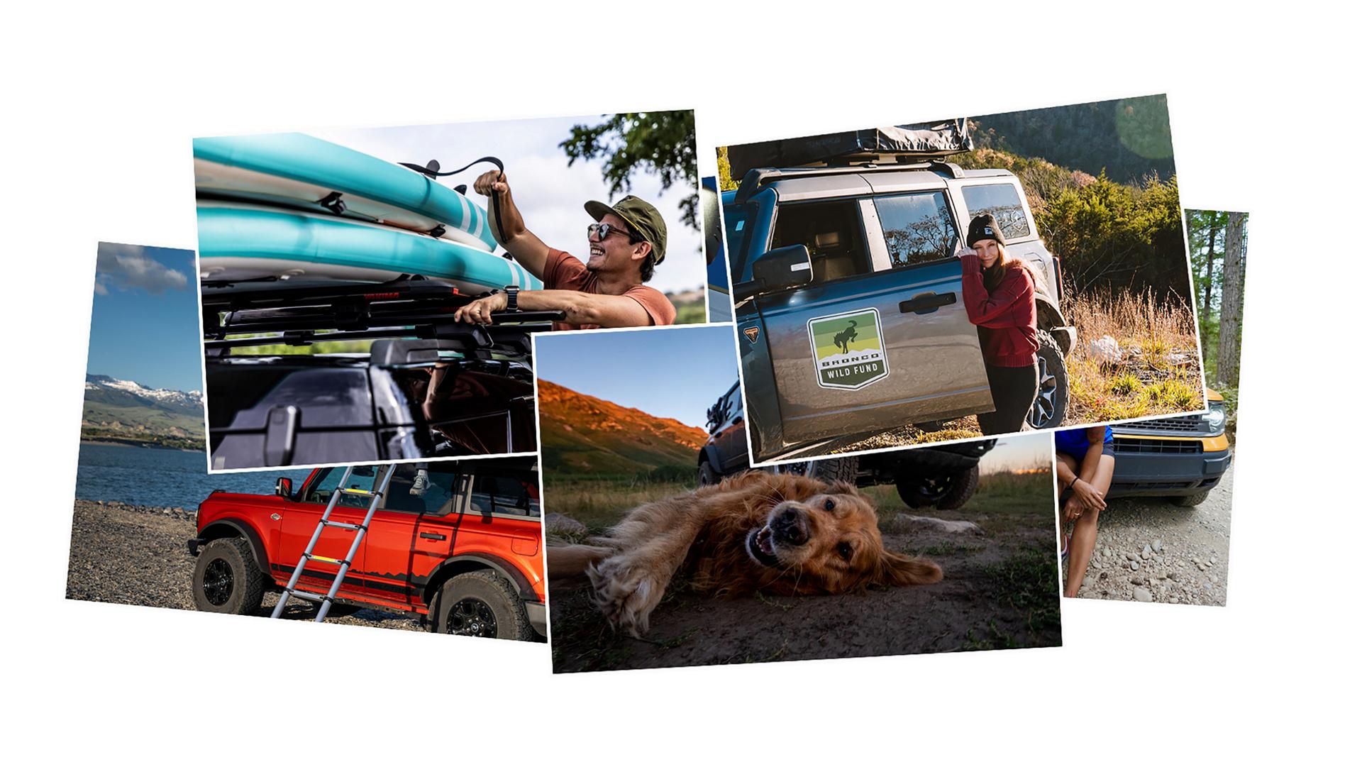 An array of photos showing Bronco® owners with their vehicles