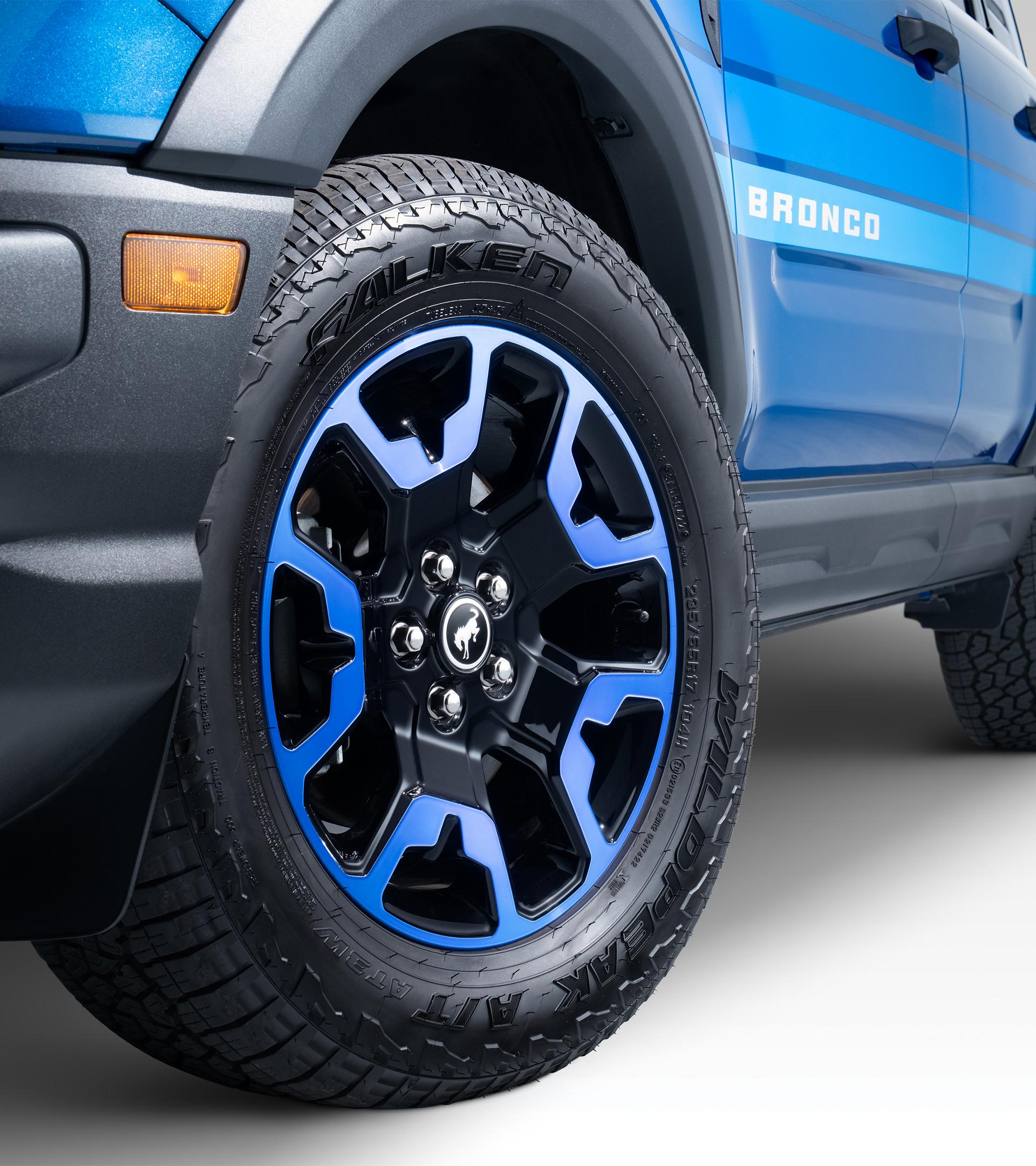 17-inch x 7-inch High-gloss Black Wheels with Blue Accents