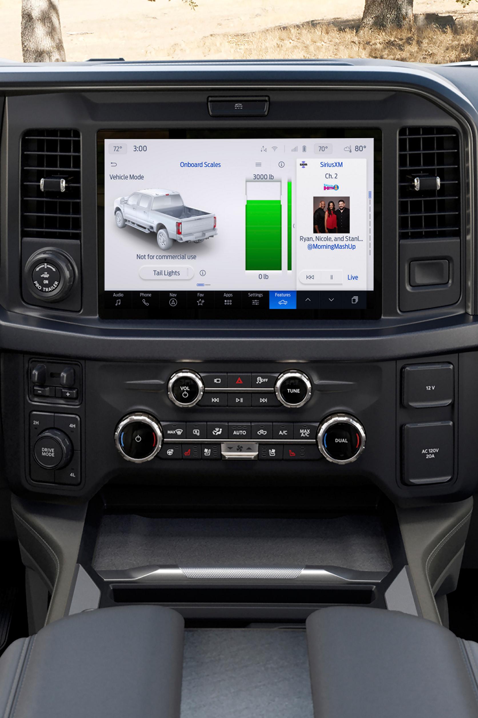 Close-up of the 12-inch center screen