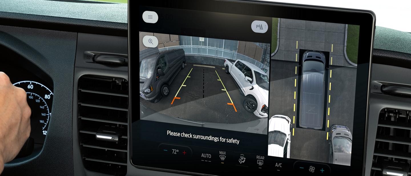 Close-up of the touchscreen showing the image and guidelines