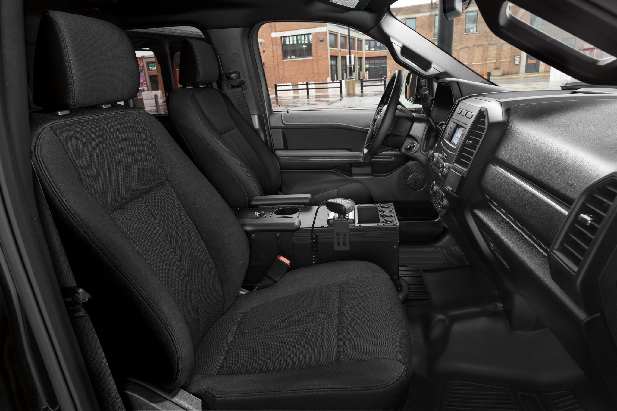 The interior of the twenty twenty one ford expedition special service vehicle