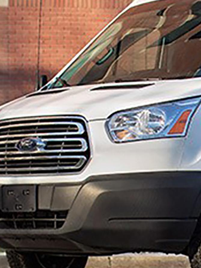 White smart city delivery van