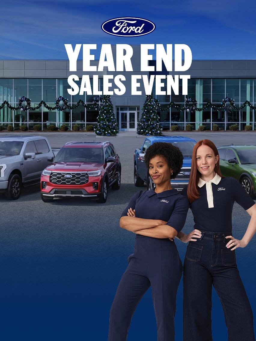 Ford Dealership promoting Year End Sales Event sales offers