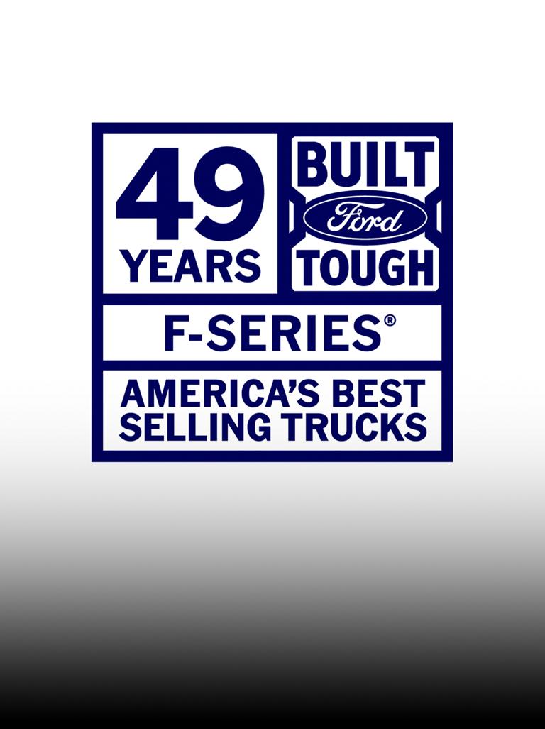 The 49 Years Built. Ford Tough® F-Series® America's Best Selling Trucks logo
