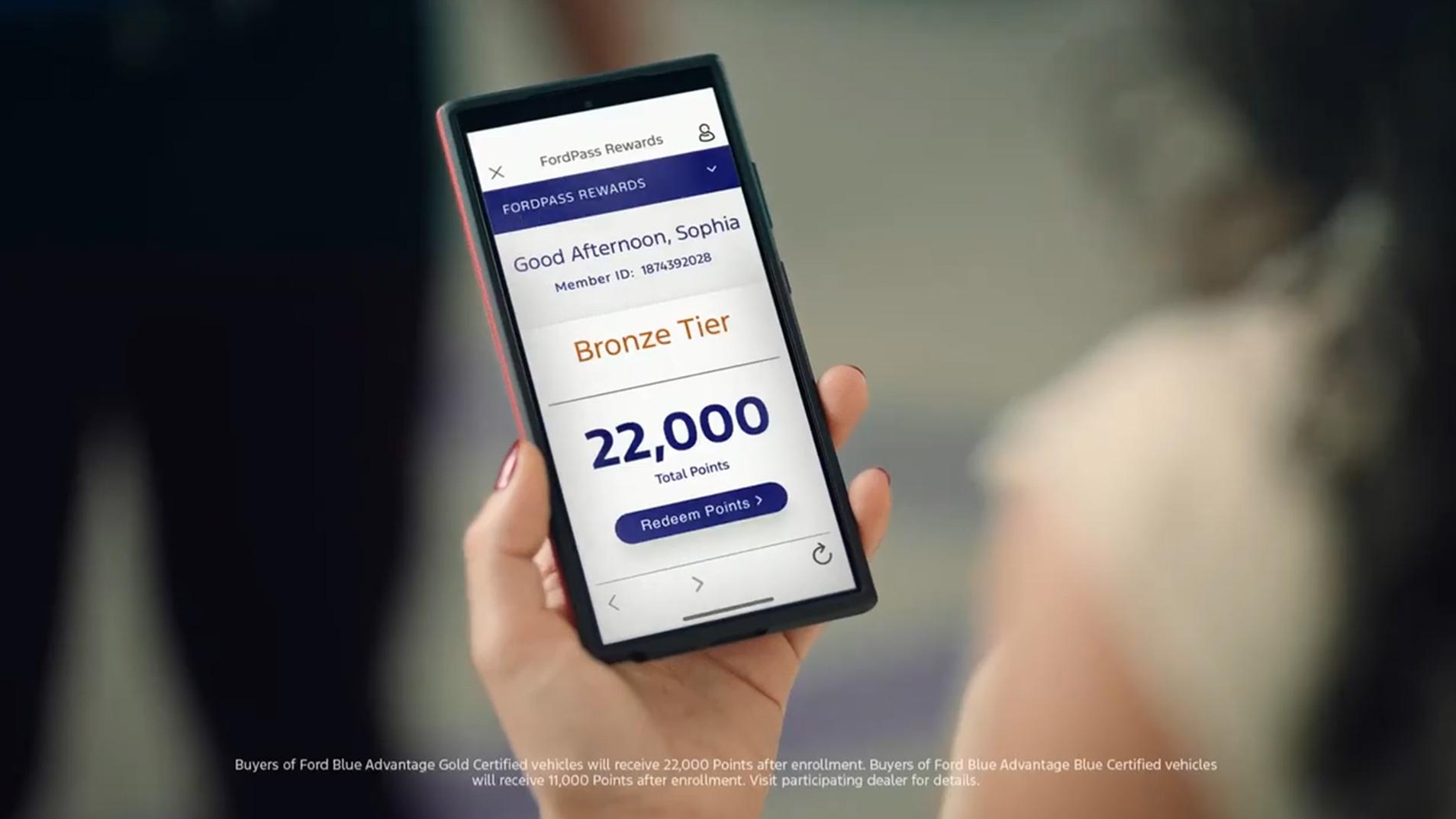 An owner checks their Reward Points on their phone