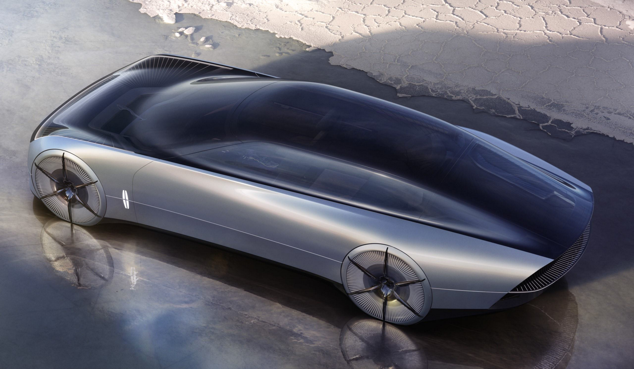 Shown here the exterior of the Lincoln Model L100 concept vehicle.