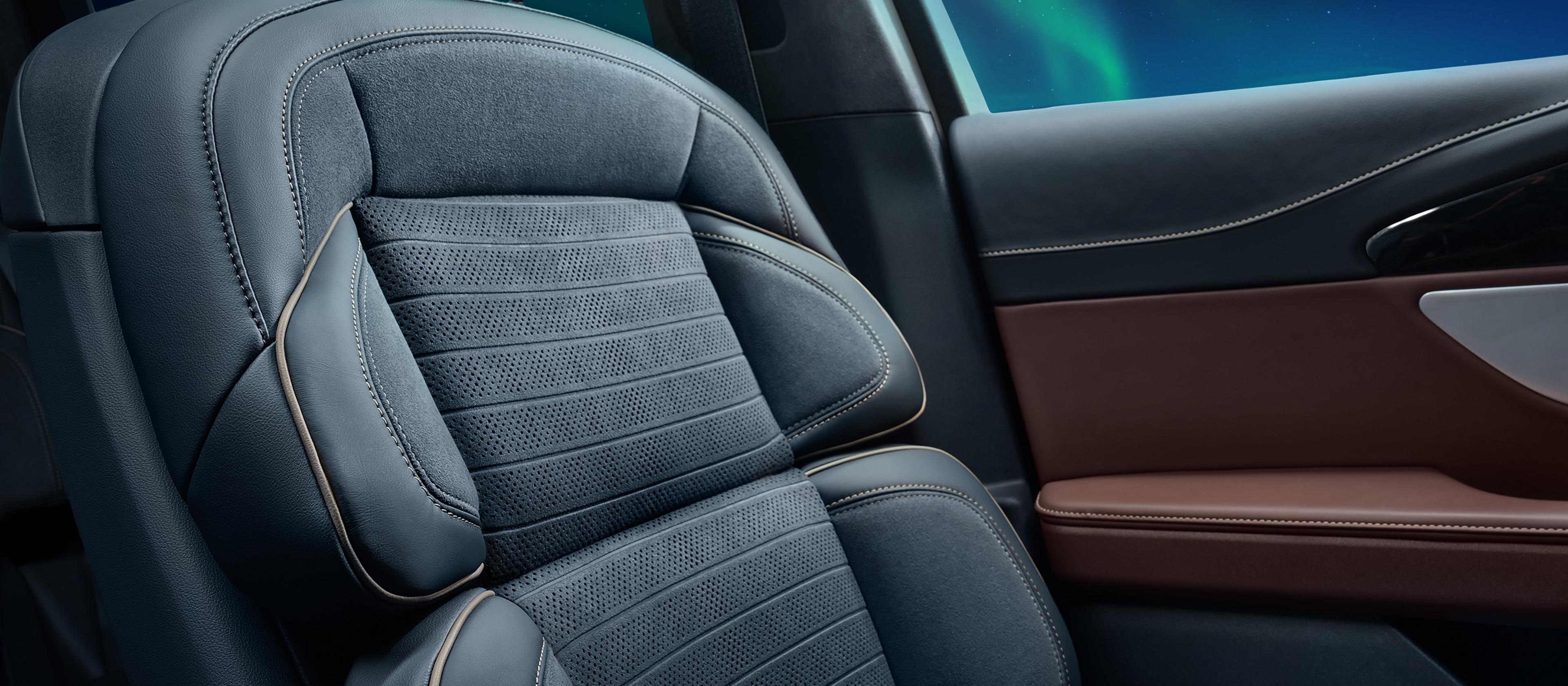 The perfect Position front seat of a 2026 Lincoln Black Label™ Nautilus® SUV in the Aurora theme