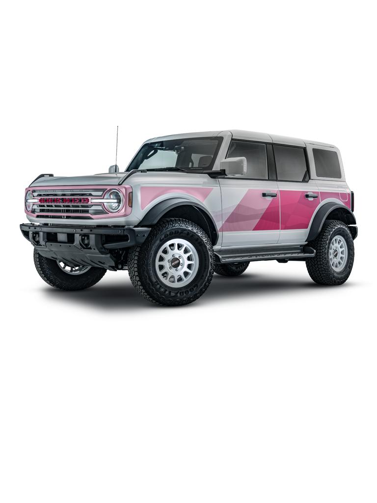 View Package details for the 2026 Bronco Desert Rising Edition, shown in pink and white