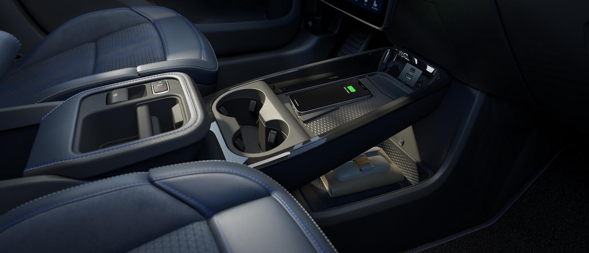 Front row storage compartments in the 2026 Ford Mustang Mach-E® SUV