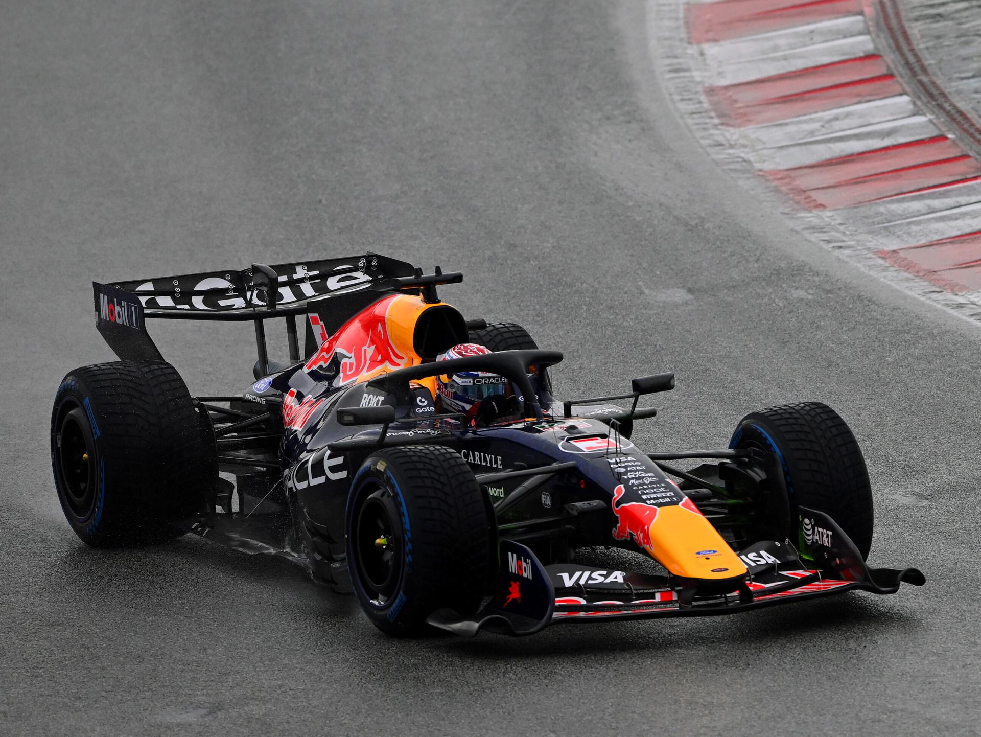 Red Bull Formula One car racing on a track