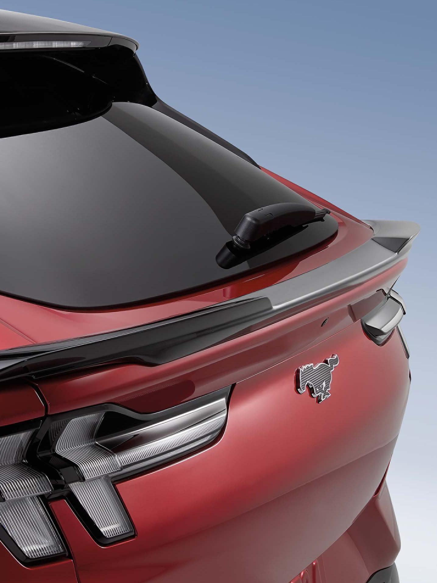Close-up of black rear spoiler on a Ford Mustang Mach-E®
