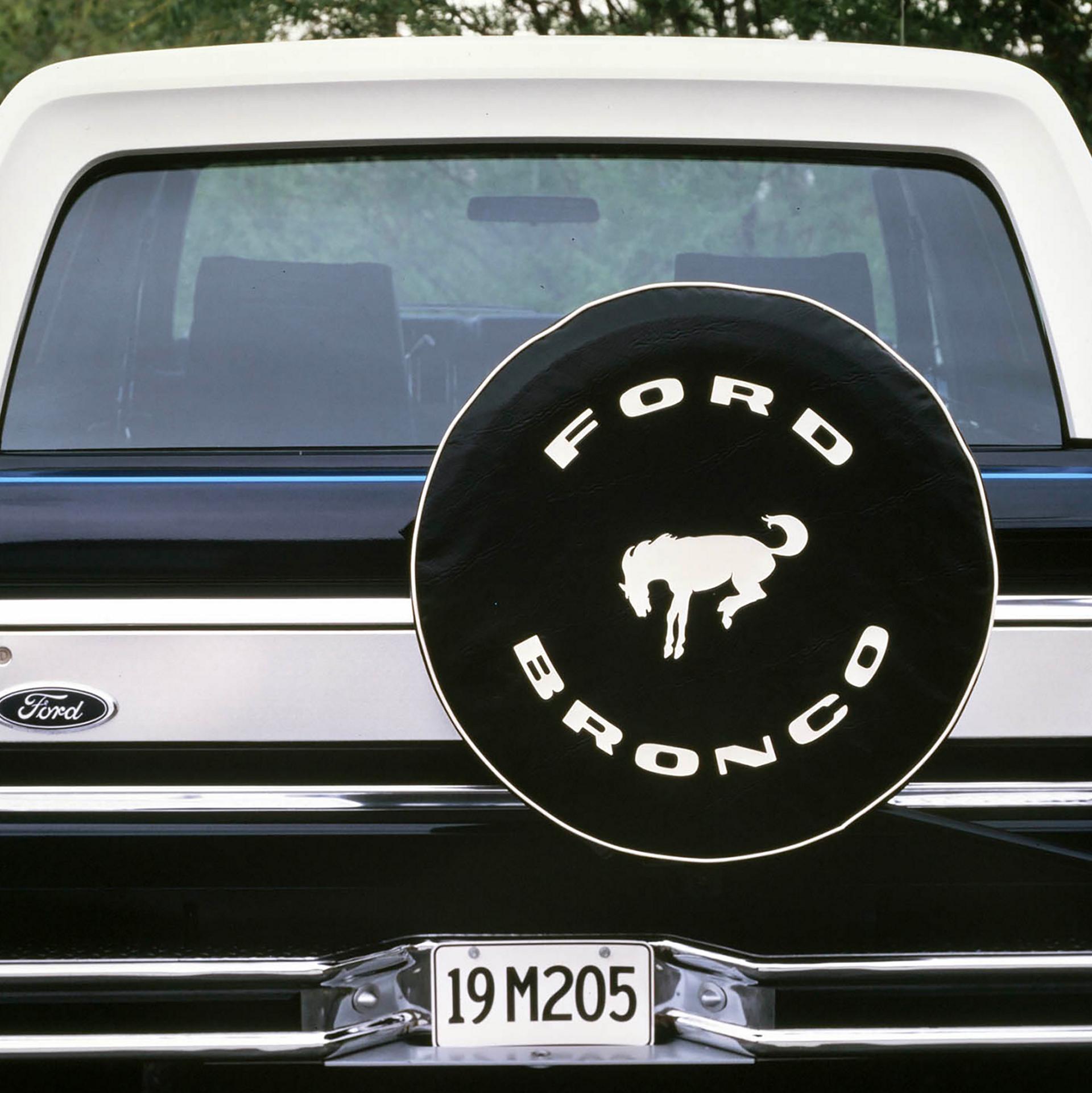 A two-tone 1984 Ford Bronco® model shown from the rear