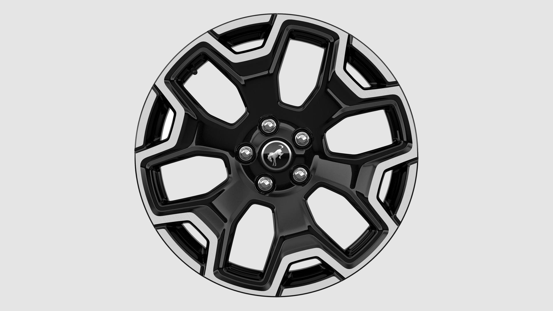 An 18-inch Ebony machined wheel on white background