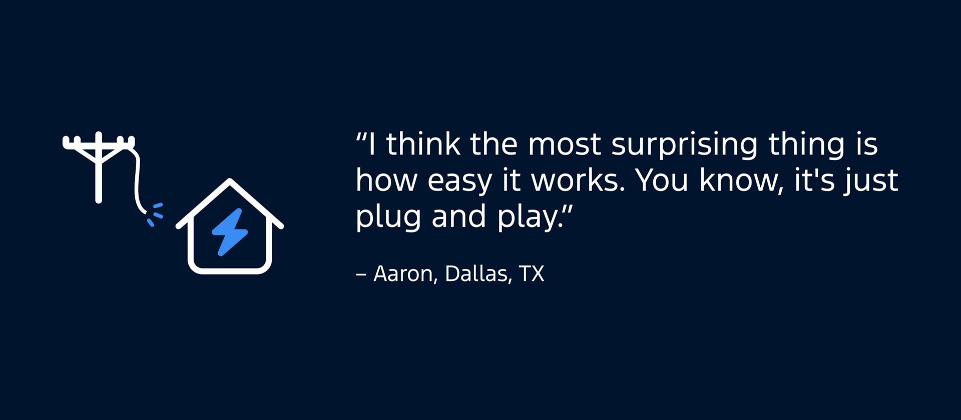 Icon of power line and house with customer quote