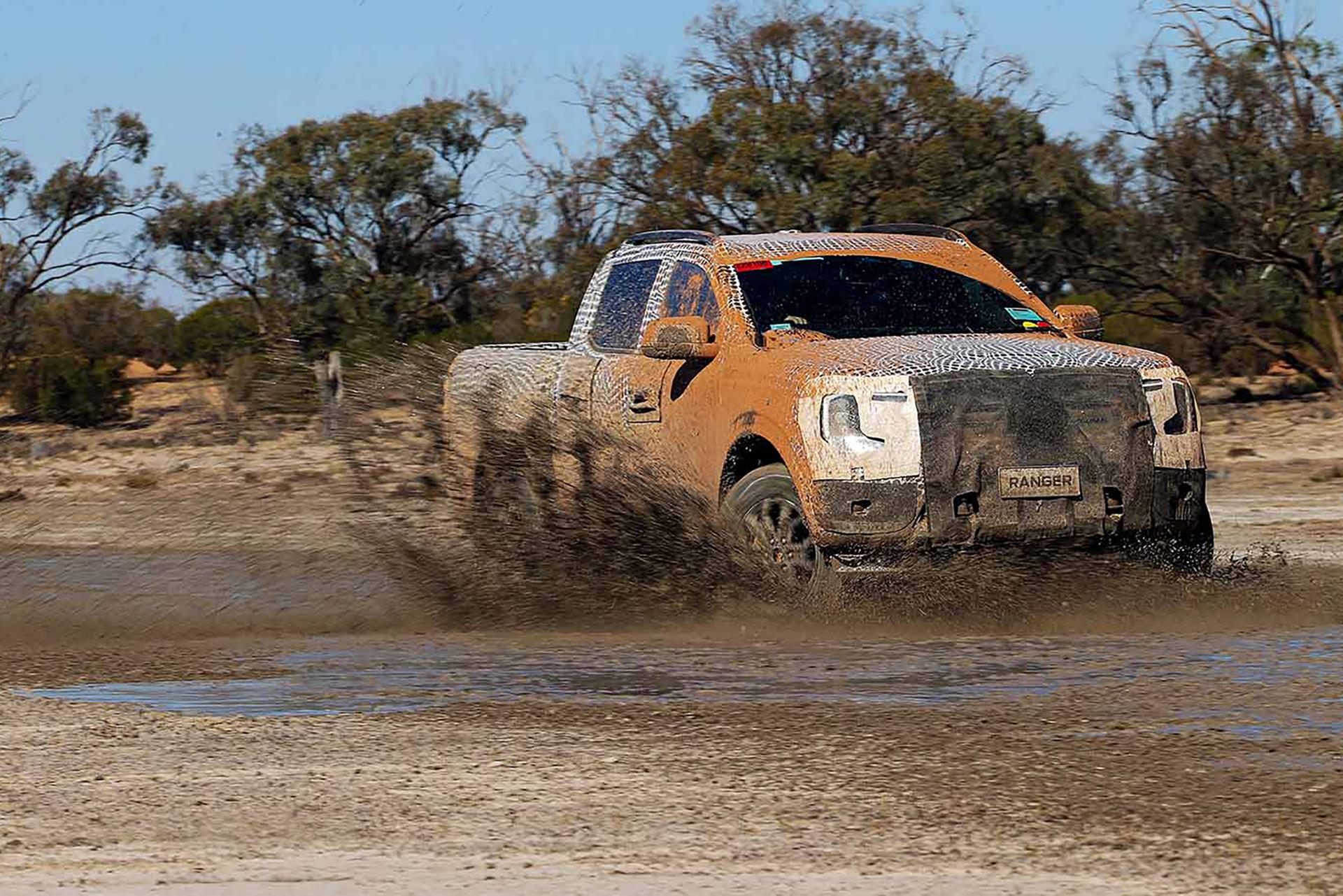 A Ford Ranger is offroading