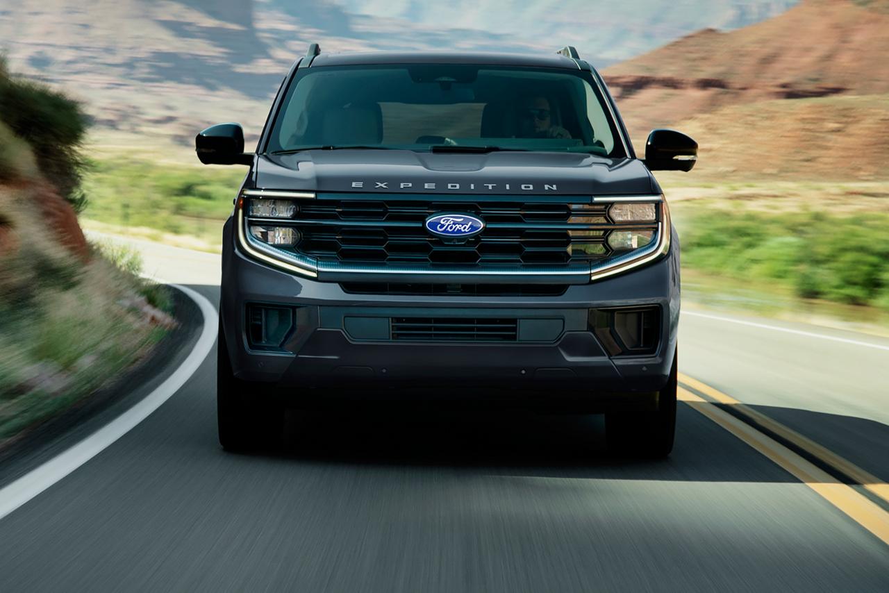 2027 Ford Expedition® MAX Platinum® SUV being driven on a highway