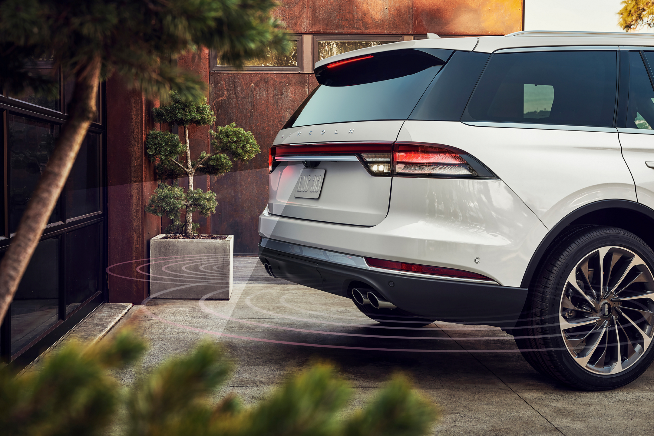 a Lincoln vehicle reversing is shown here