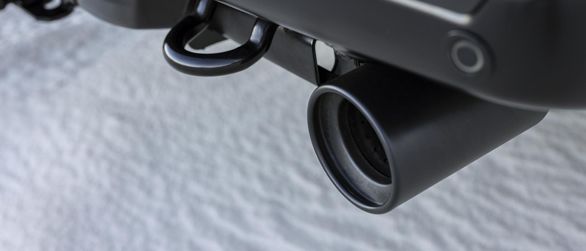 A close-up product shot of a Raptor® truck's Performance Exhaust system