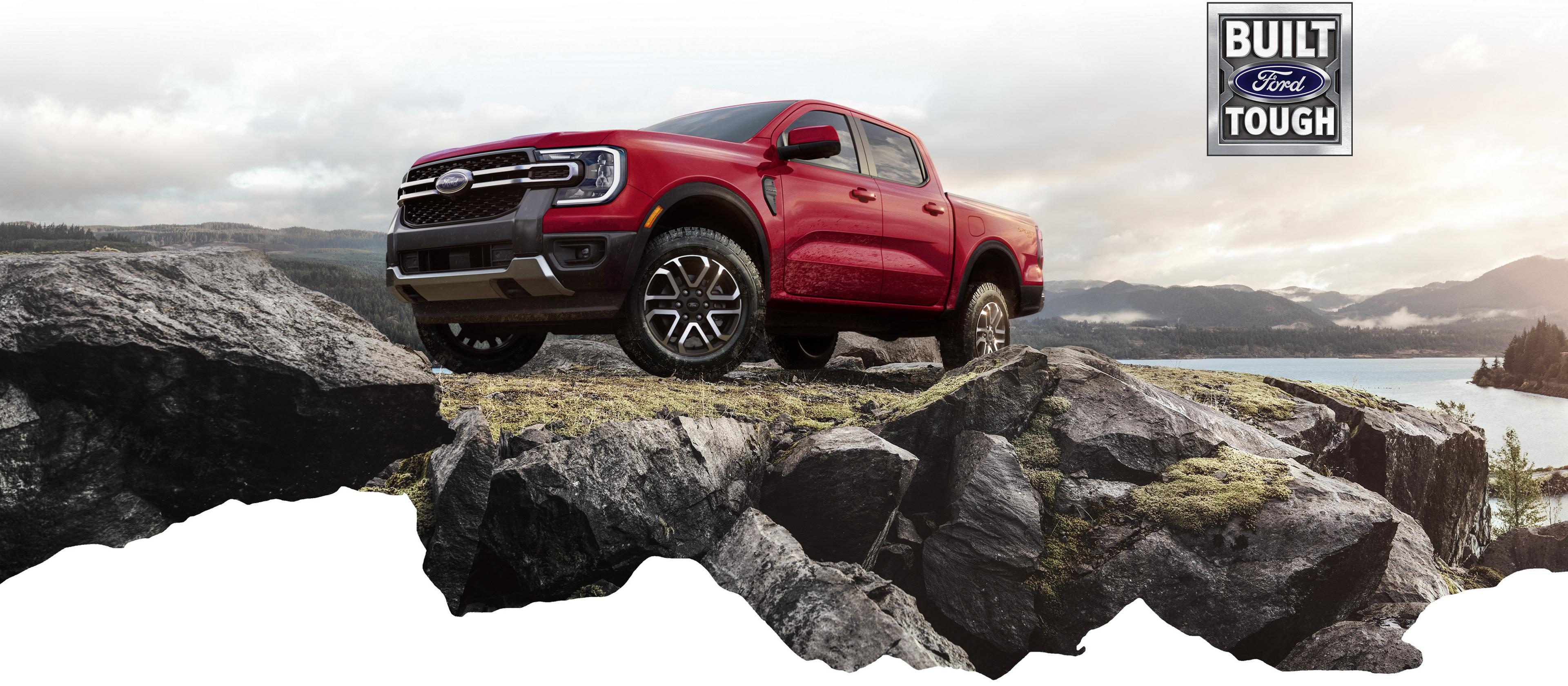 2026 Ford Ranger® Lariat® truck parked on a rocky mountain