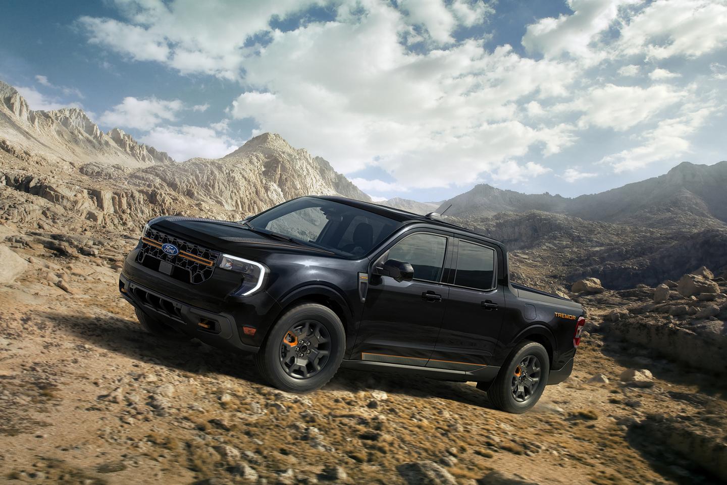 2026 Ford Maverick® Tremor® model being driven on a rocky mountainside
