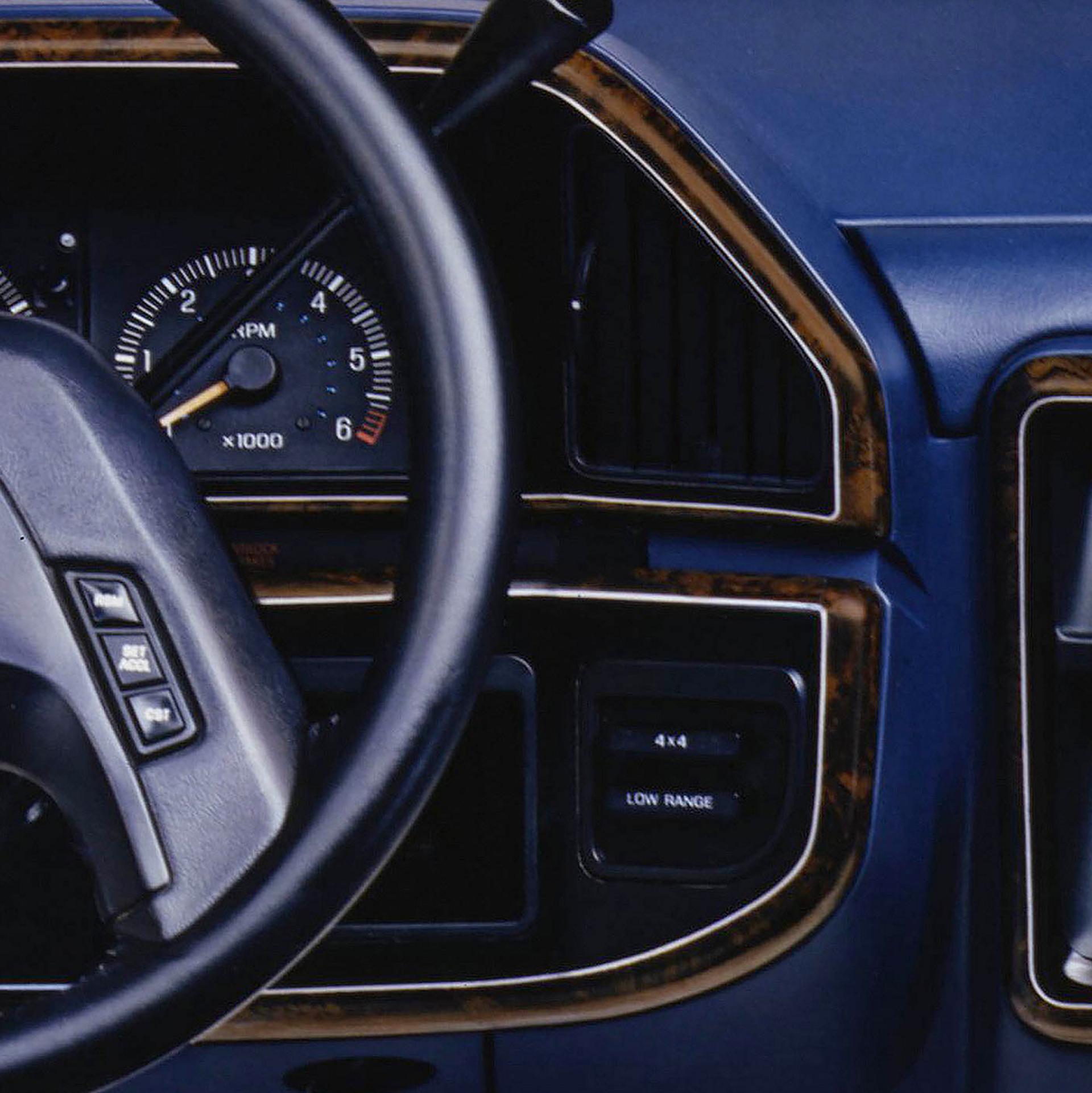 The steering-wheel and front panel of a vintage 1987 Ford Bronco® model
