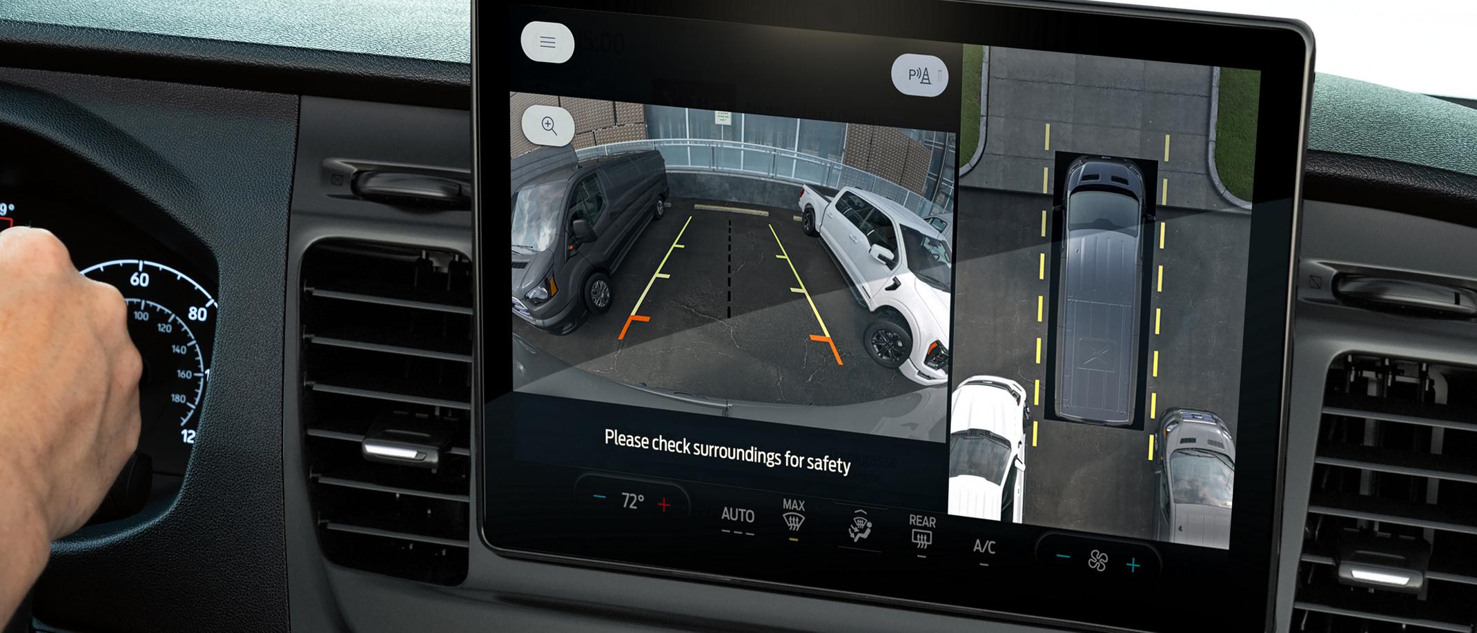 Close-up of the touchscreen showing the image and guidelines