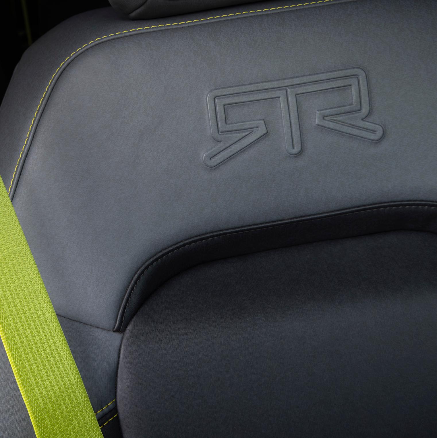 The interior embossed seatback featuring 2027 Ford Bronco® RTR logos