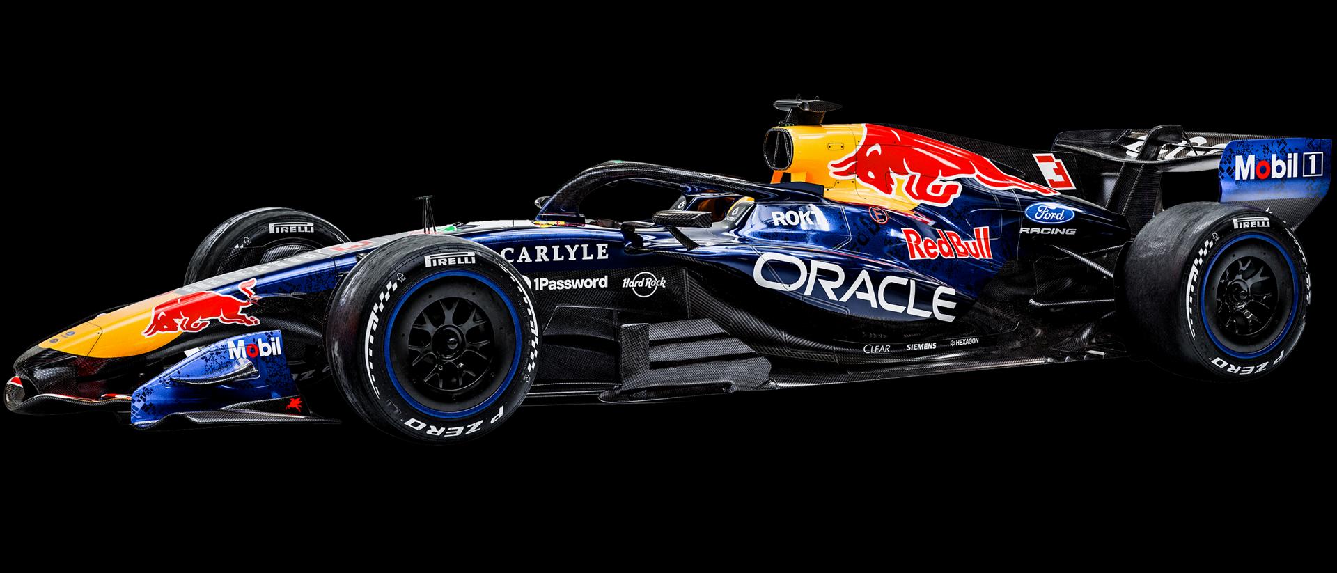 Red Bull Formula One car on a black background