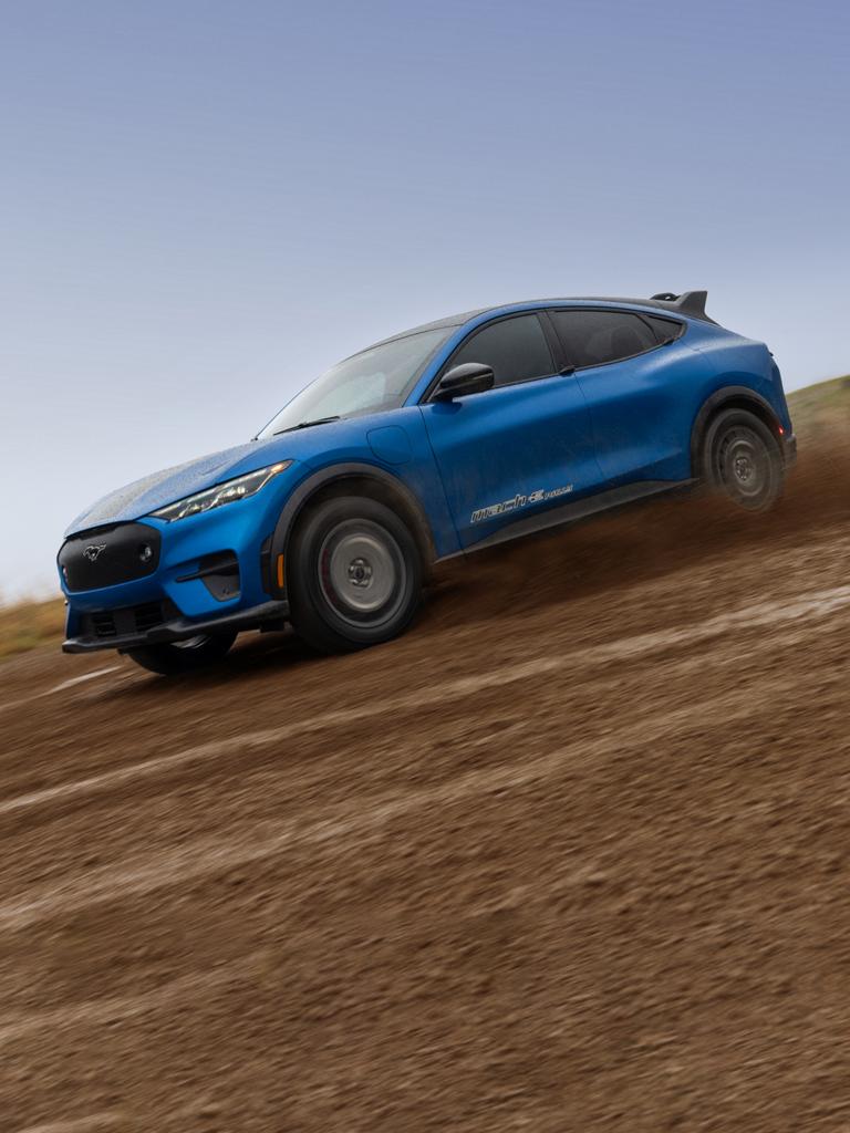 2026 Ford Mustang Mach-E® Rally model being driven off pavement