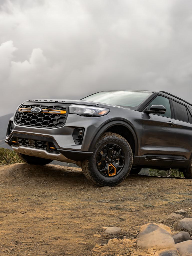 A 2026 Ford Explorer® Tremor® SUV parked on a rocky hillside