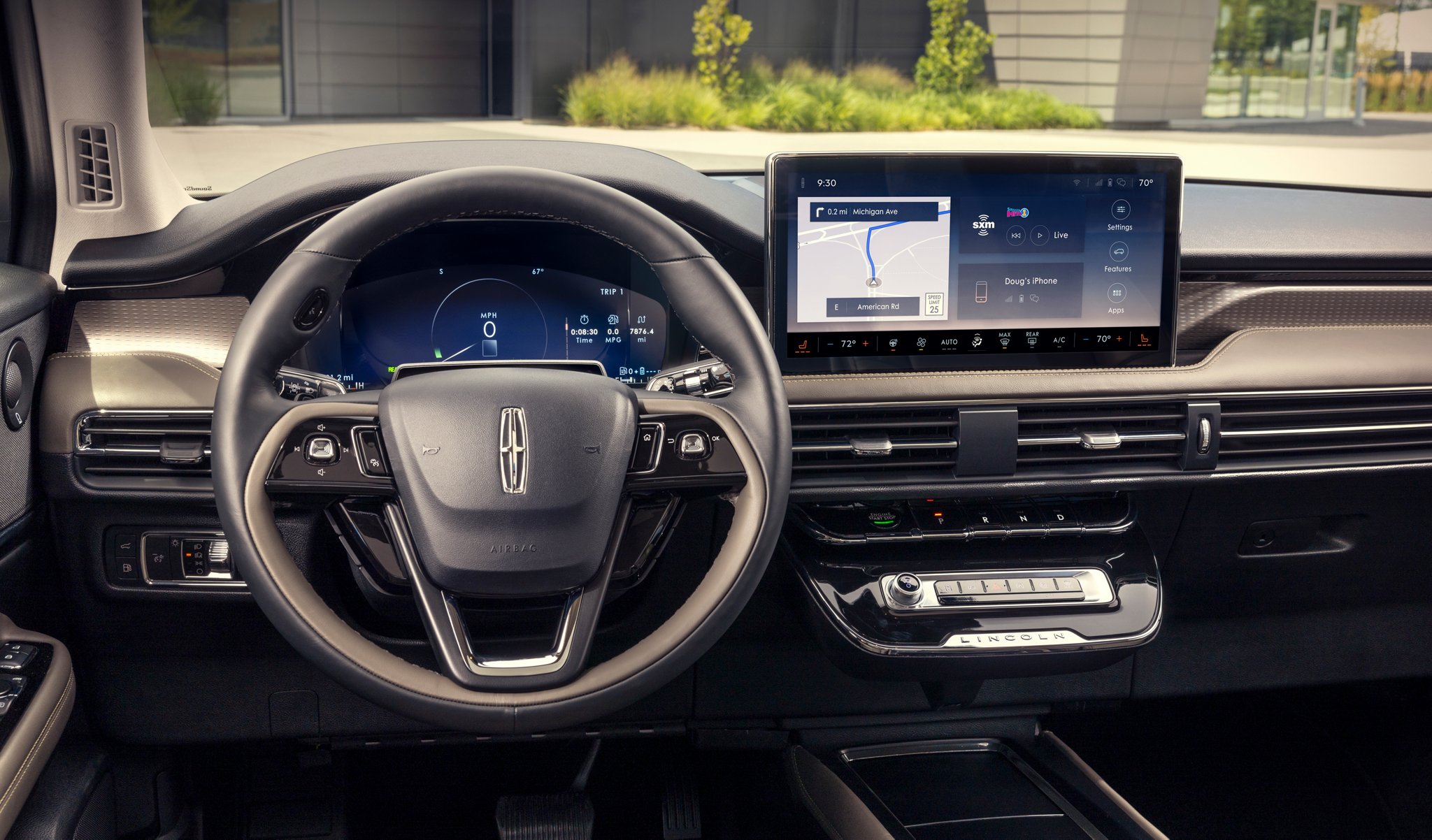 The information cluster behind the steering wheel of a 2025 Lincoln Corsair® SUV offers helpful information