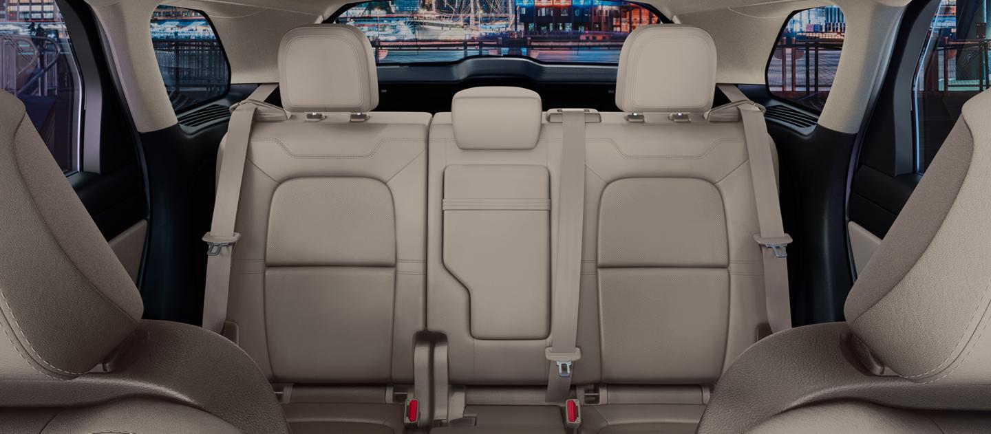 The 2nd-row of a 2025 Lincoln Corsair shows off impeccable leather detail