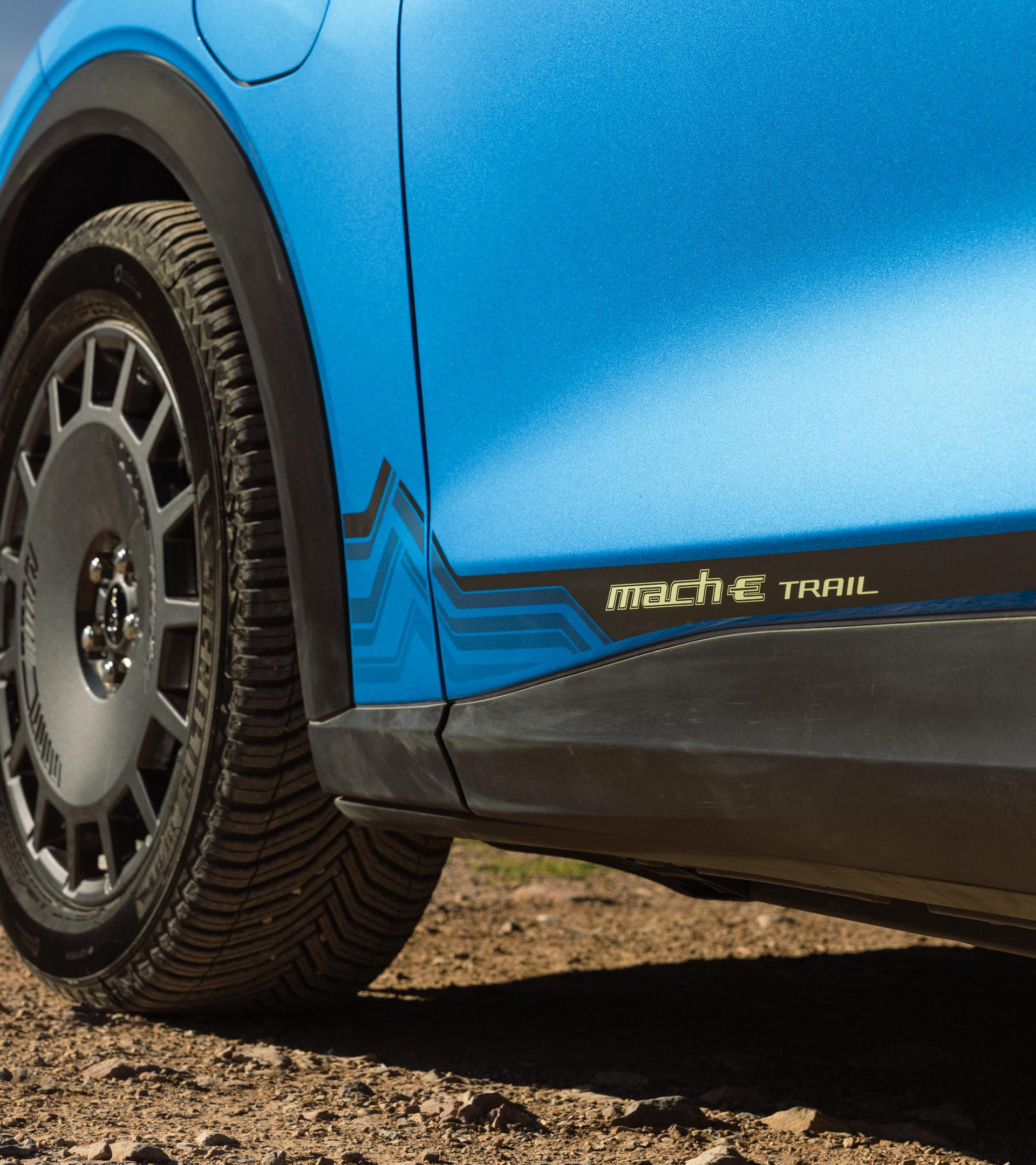 Michelin CrossClimate2 all-season performance tires on the 2027 Ford Mustang Mach-E® SUV with optional Trail package