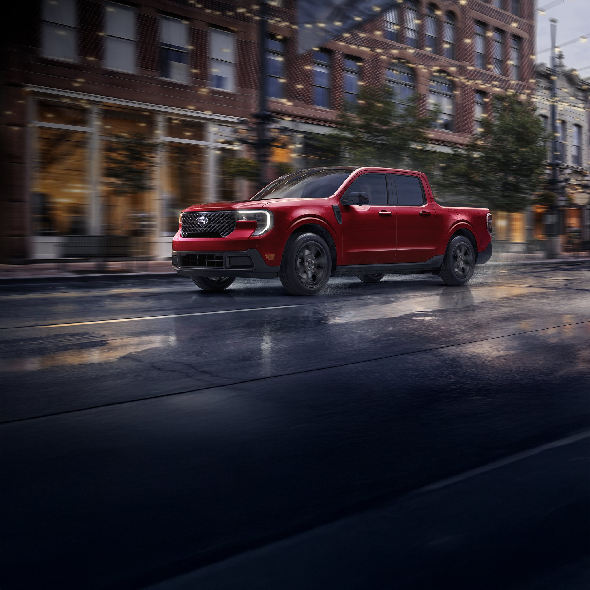 A red Ford Maverick pickup honored as MotorTrend 2026 Truck of the Year®