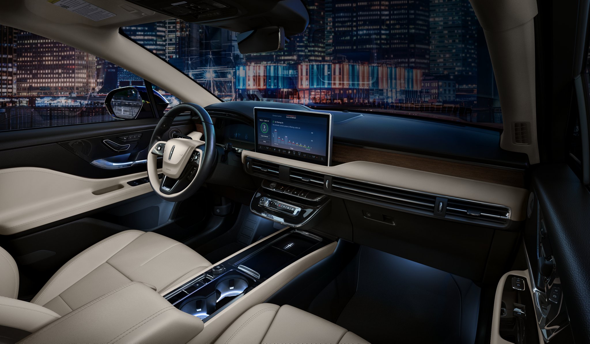 The Piano Key Shifter is seen from inside a 2026 Lincoln Corsair
