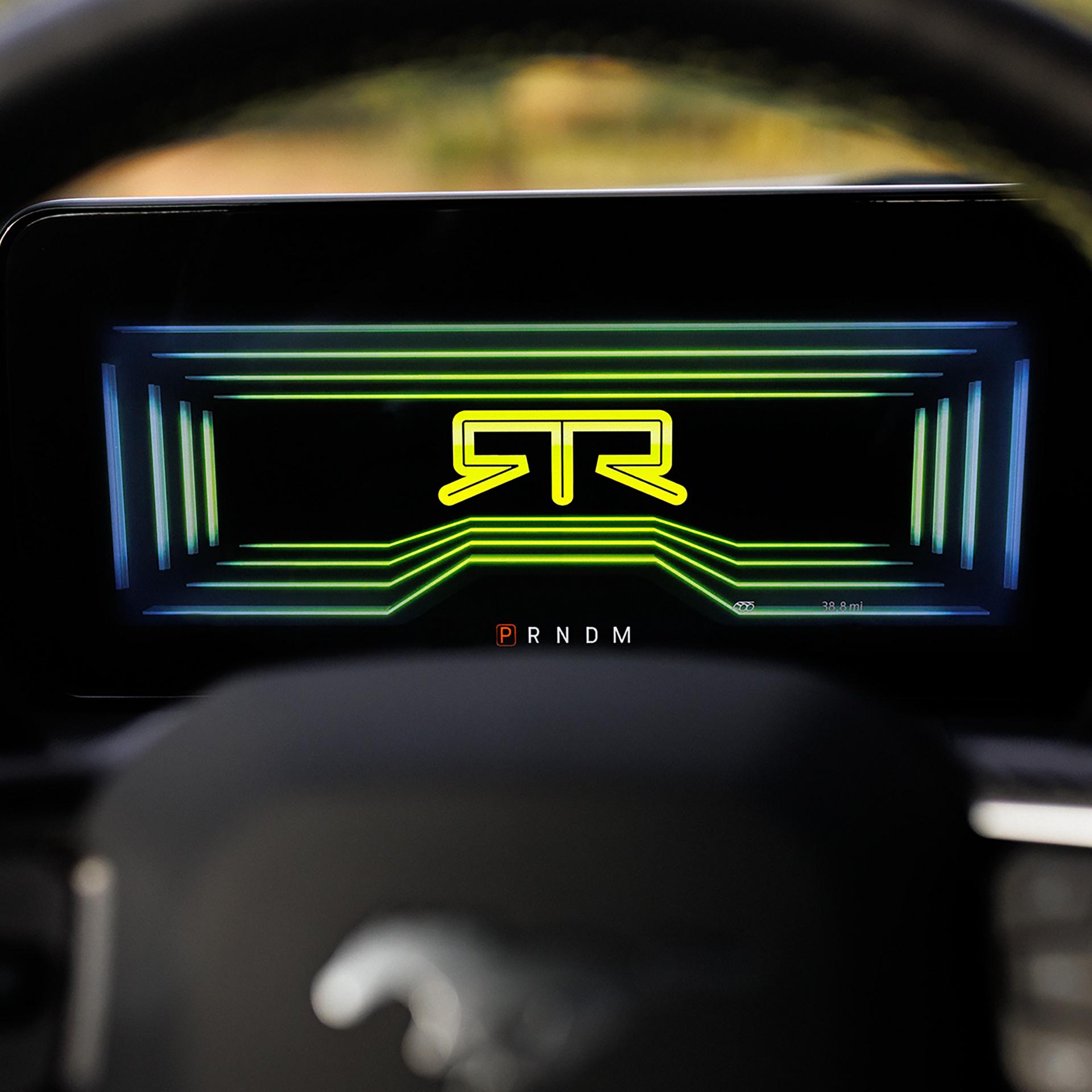 2026 Ford Mustang® EcoBoost® fastback with available Mustang® RTR® Package and logo on the 12.4" LCD cluster display