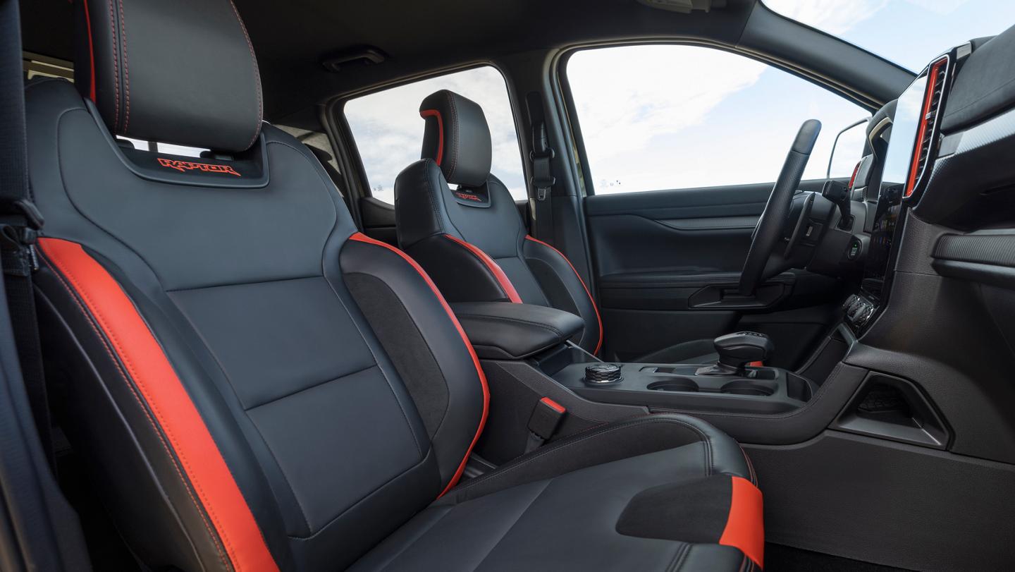 Interior view of the 2026 Ford Ranger® Raptor® truck